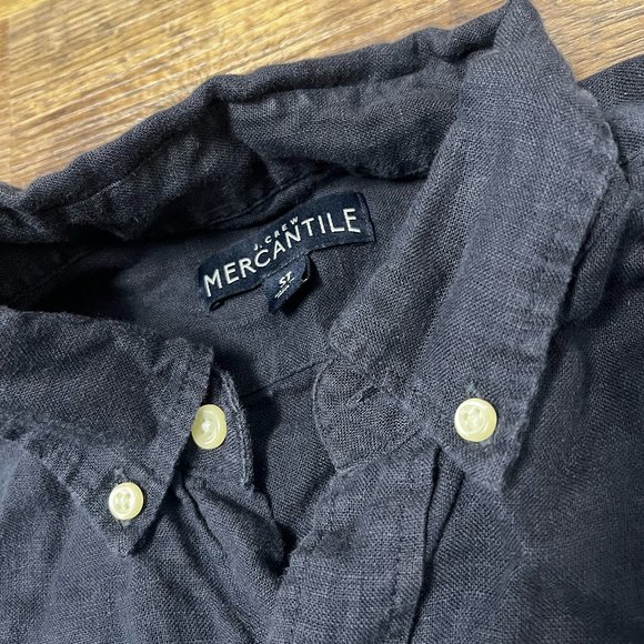 J Crew Navy Blue Oxford Shirt - ST Small linen used Mercantile Dress shirt - Picture 4 of 5